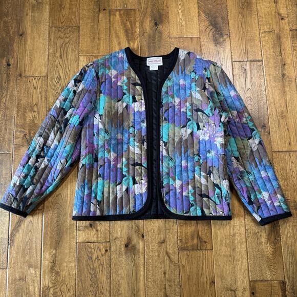 VTG Marc Anthony Quilted Jacket Pastel Colorful Open Front Womens L Made in USA - Picture 1 of 6